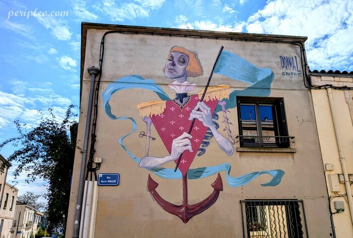 Fresque monumentale Le Conquérant réalisée par Primal Graphic dans la Rue Marie Muller dans le Quartier Méditerranée de Montpellier