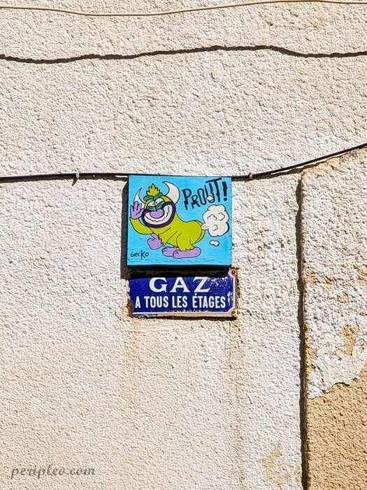 Street art Rue Roudil à Montpellier, Marcel Prout de Gecko sur une façade du centre historique sud